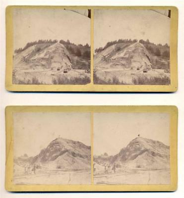 LOT of 2, c 1880 HILLSIDE STRIP MINE MINING OPERATION w (1 of 2)
