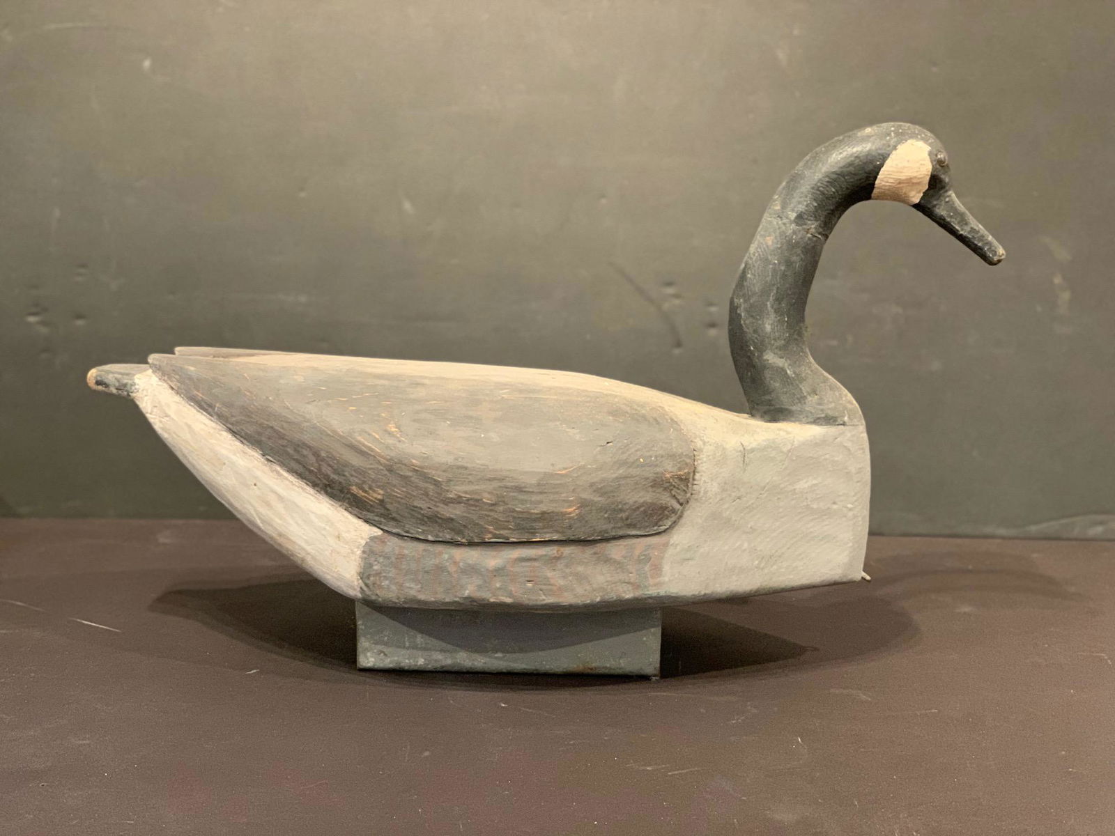 Early 20thc Canada goose Decoy on metal stand (1 of 5)