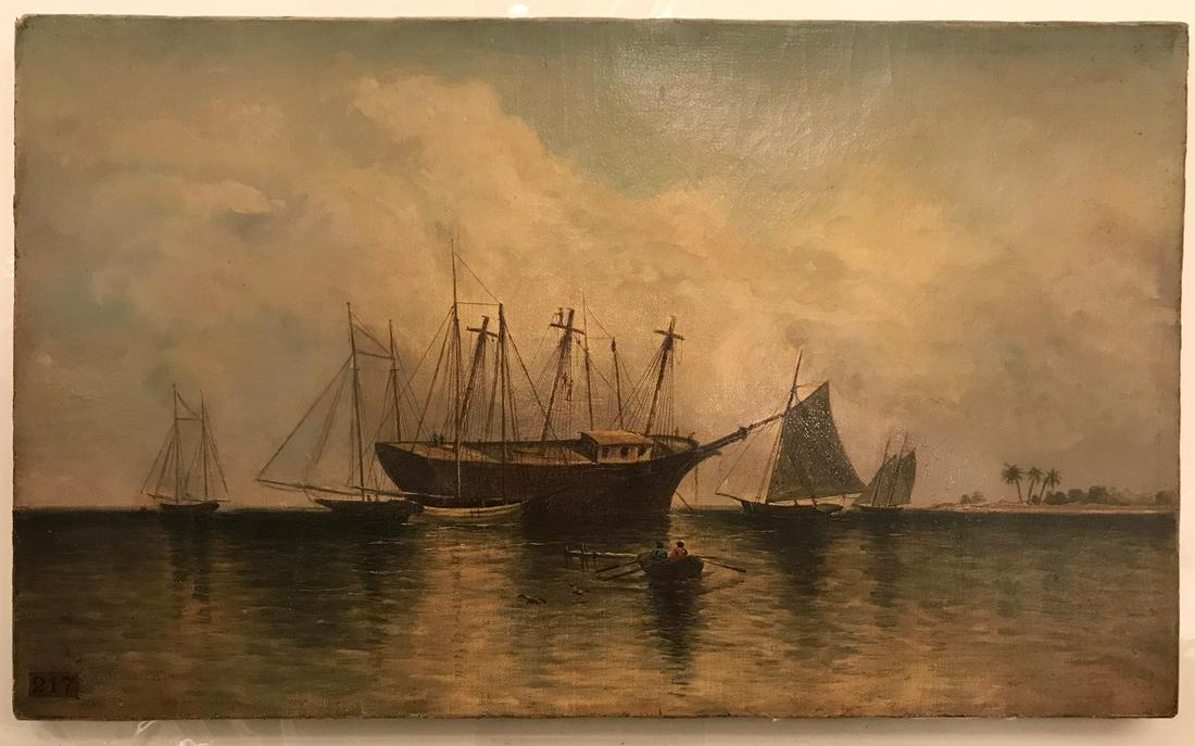 1874 Maritime Seascape Oil Painting Signed J.F. Waldo (1 of 4)