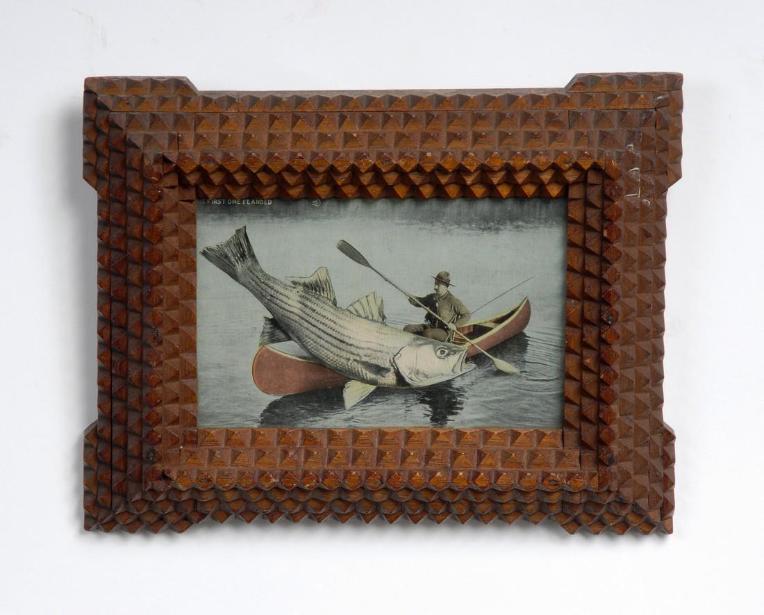 Tramp Art Frame Fisherman (1 of 2)