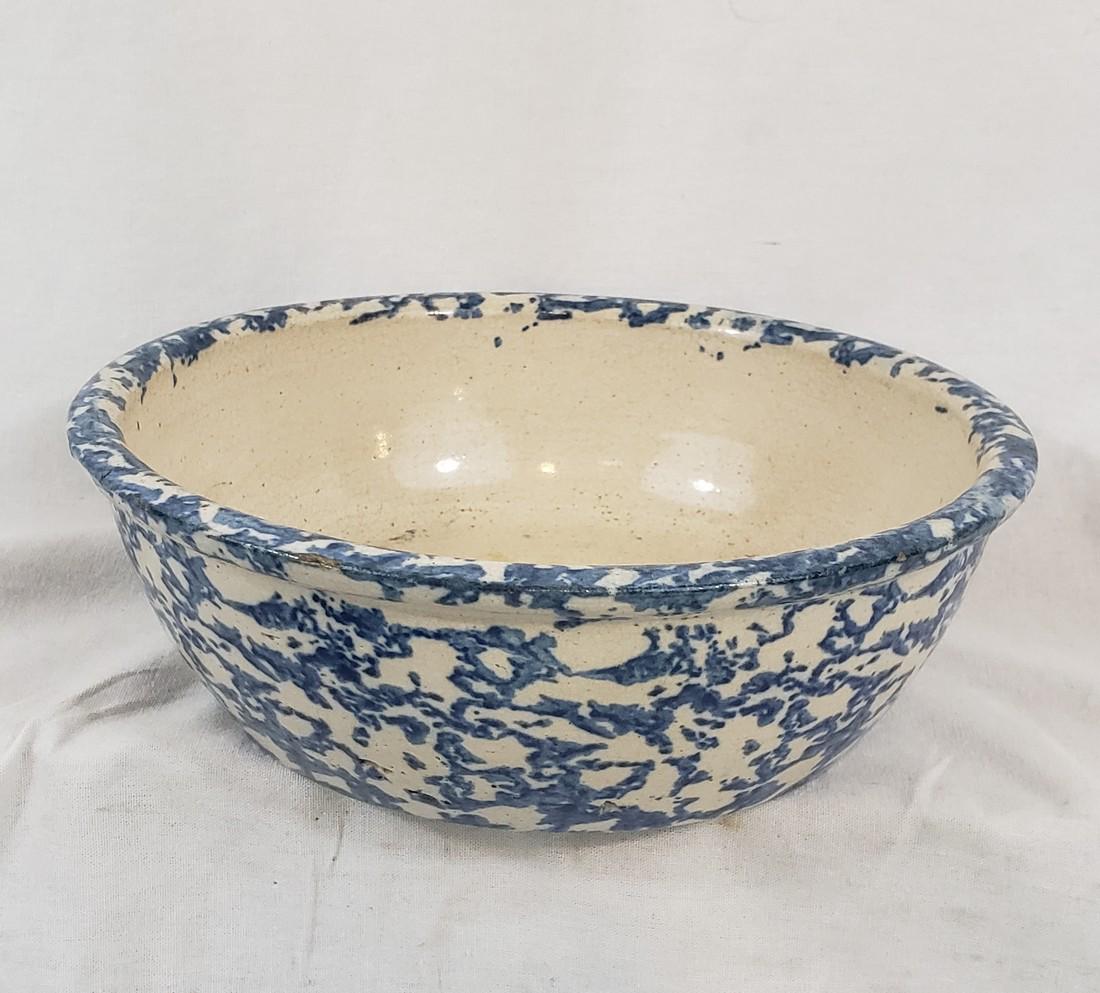 Shallow Blue Spongeware Bowl Ca 1880 (1 of 6)