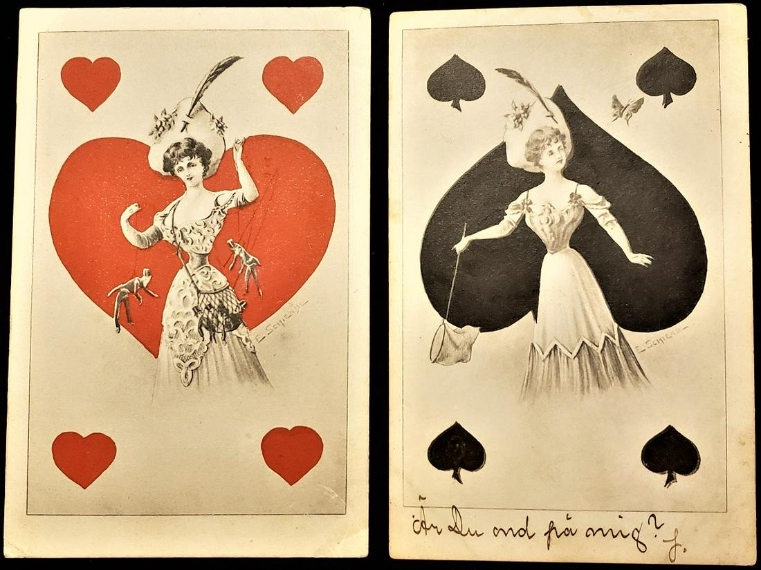 2 PLAYING CARD POSTCARDS (1 of 2)