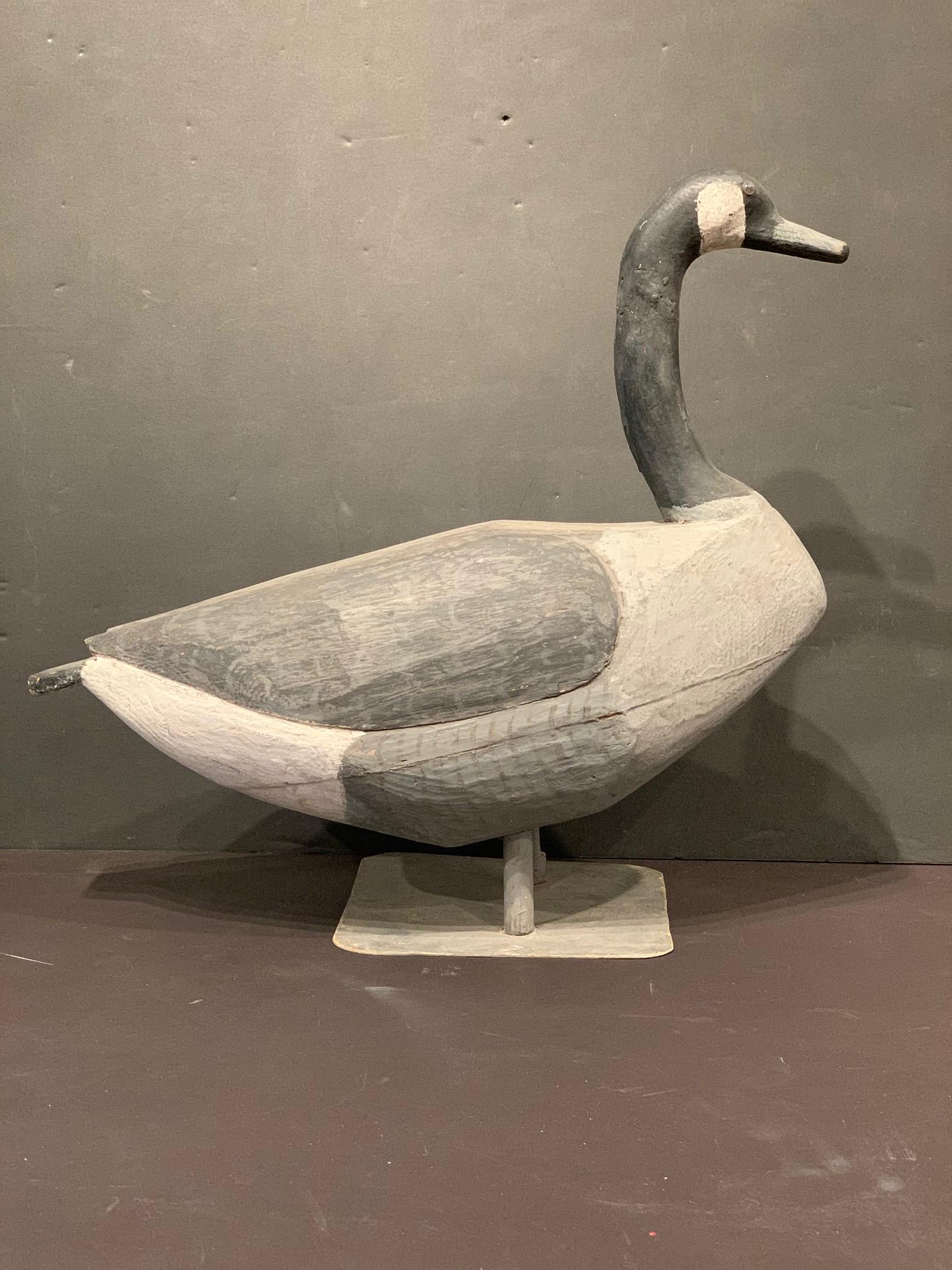 Early 20thc Canada goose Decoy on metal stand (1 of 4)
