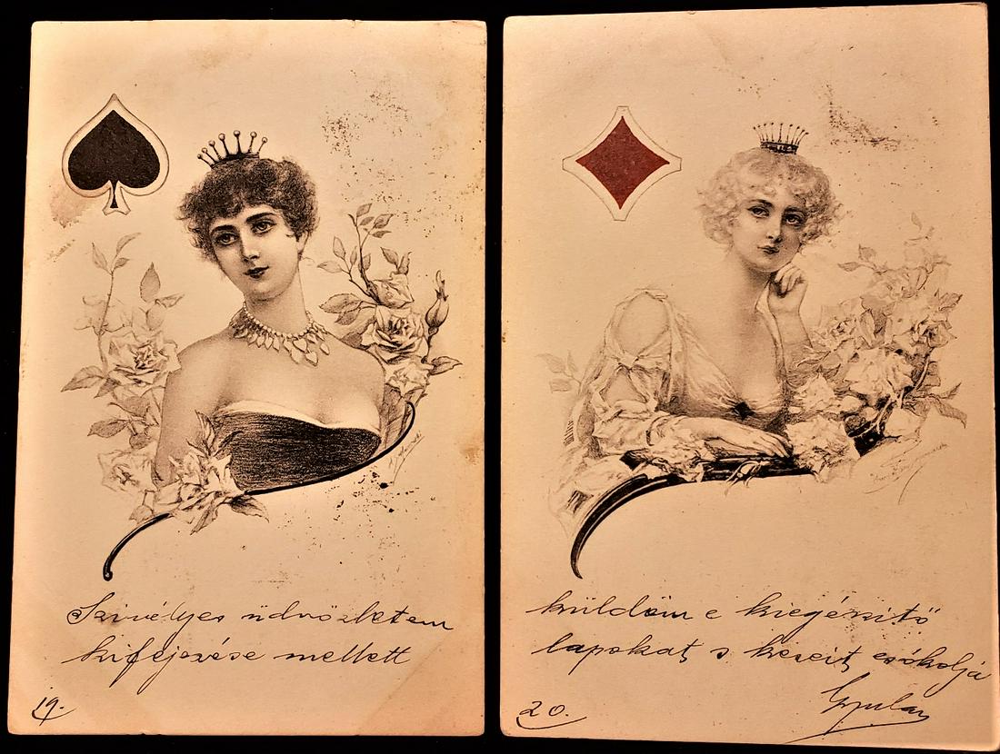 SET OF 4 PLAYING CARD POST CARDS (1 of 2)