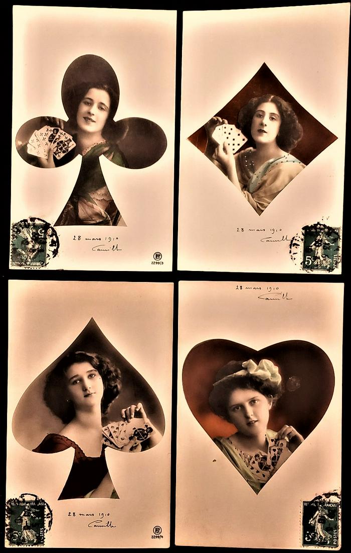 SET OF 4 PLAYING CARD POST CARDS (1 of 2)
