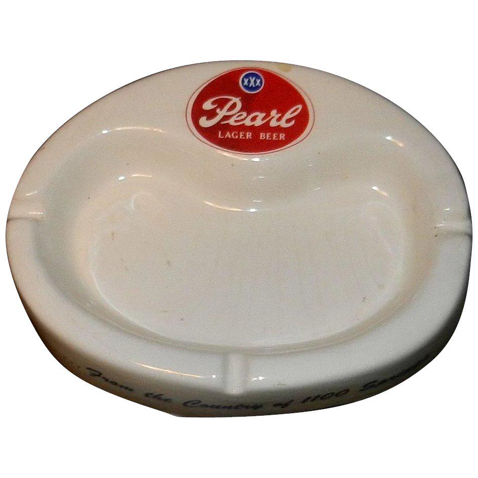 Vintage Pearl Beer Oval Porcelain Ashtray (1 of 8)