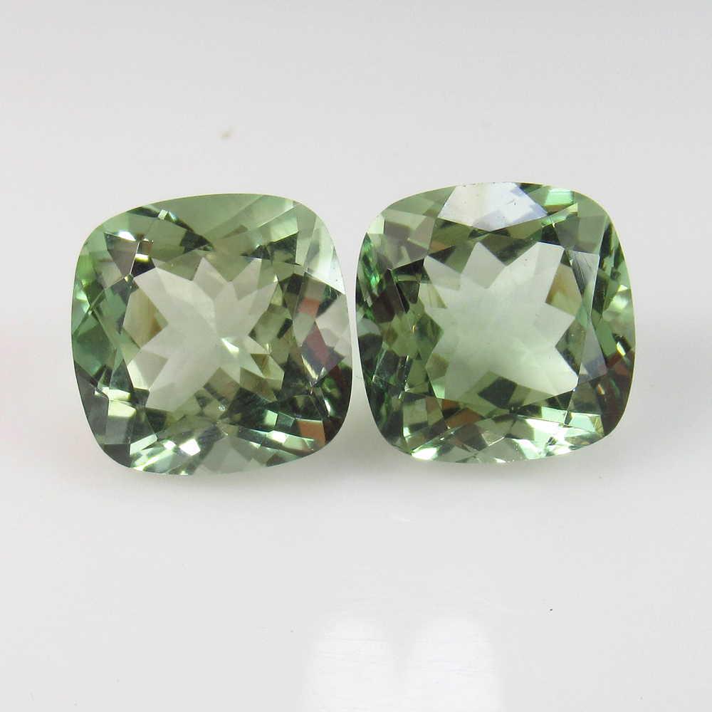 13.98 Ct Genuine Green Amethyst Cushion Pair (1 of 2)