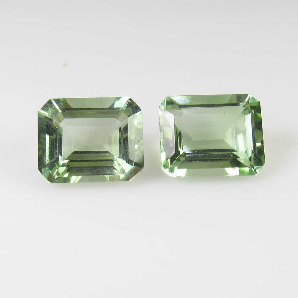 8.29 Ct Genuine Green Amethyst Octagon Pair (1 of 2)