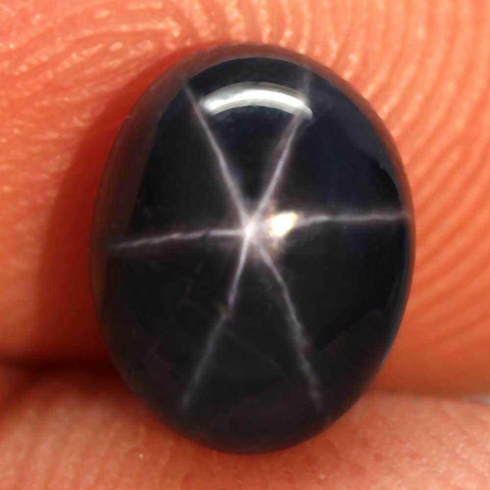 Sapphire Natural Star 6 Rays Oval Cabochon Deep Blue (1 of 3)