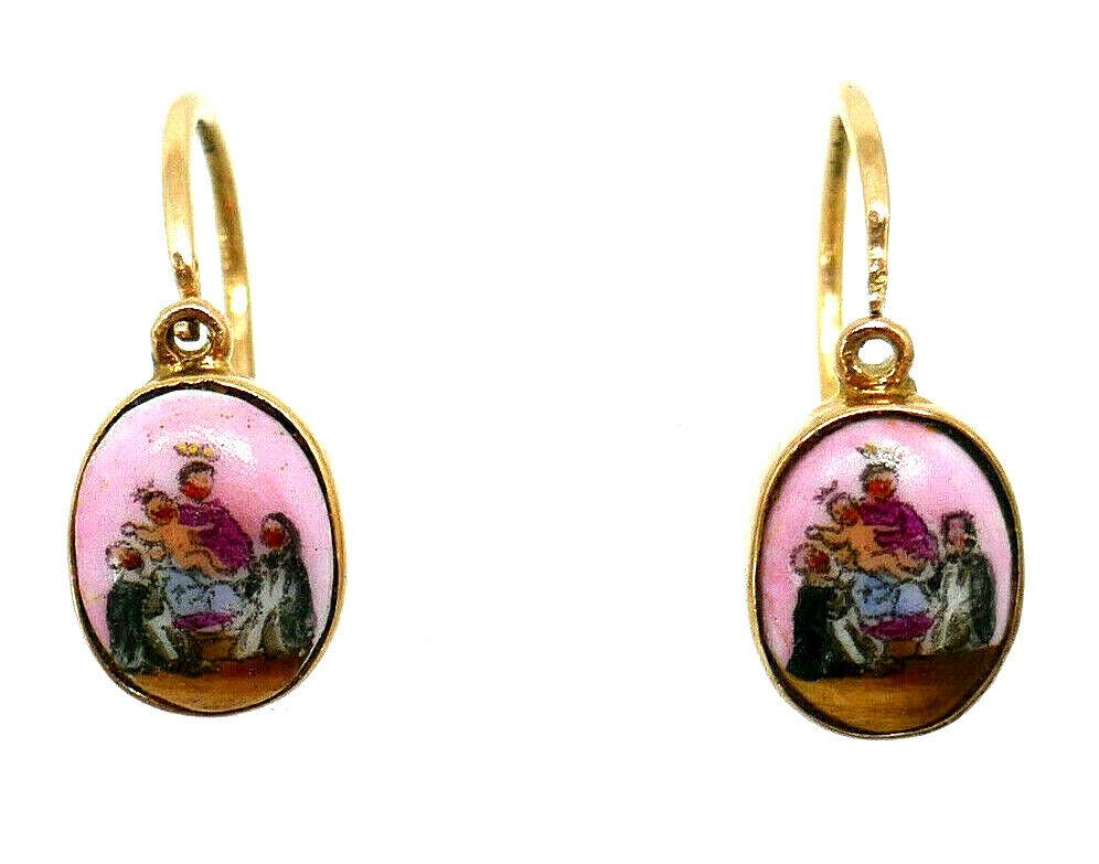 Vintage 14k Yellow Gold Enamel Earrings (1 of 5)