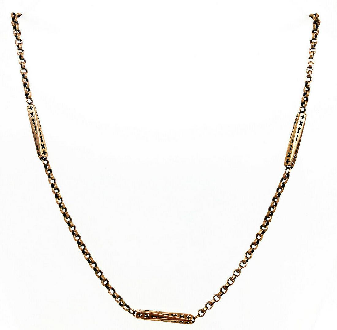 VICTORIAN 10K Rose Gold Watch Chain Necklace (1 of 5)