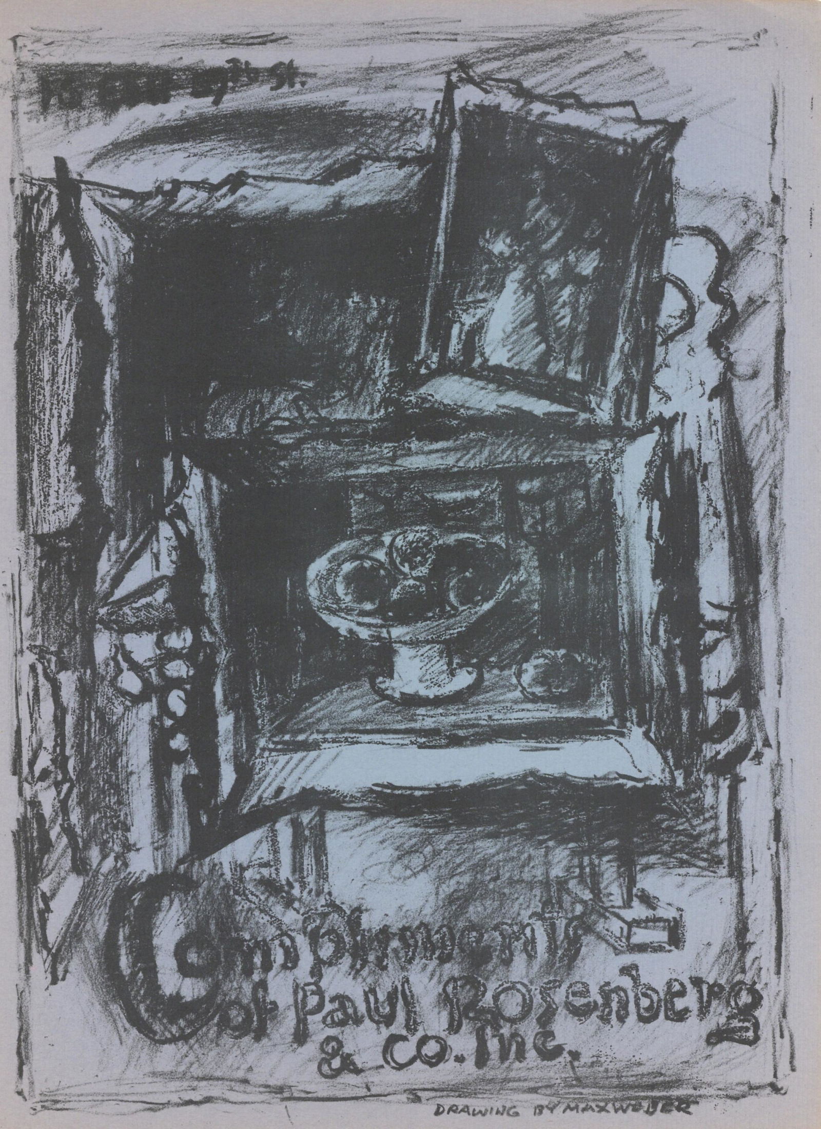 Max Weber original lithograph: Medium: original lithograph. This lithograph is from the rare 1951 "Improvisations" portfolio, published by the Artists Equity Association of New York on the occasion of the 1951 Spring Fantasia Masqu