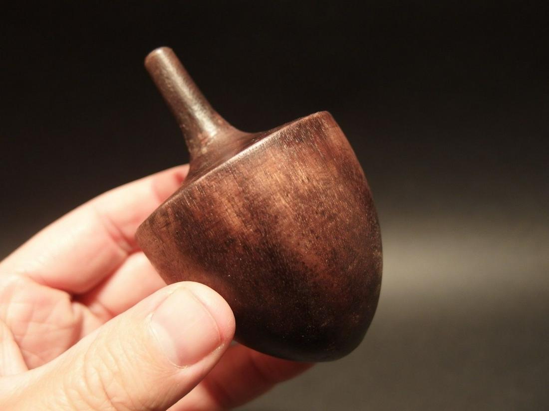 Wood Spinning Top Toy: 4" Tall Such a neat reproduction antique turned wood spinning top. Tops such as this are among the simplest of old toys. The earliest tops like this were many times made by children for fun out of scr