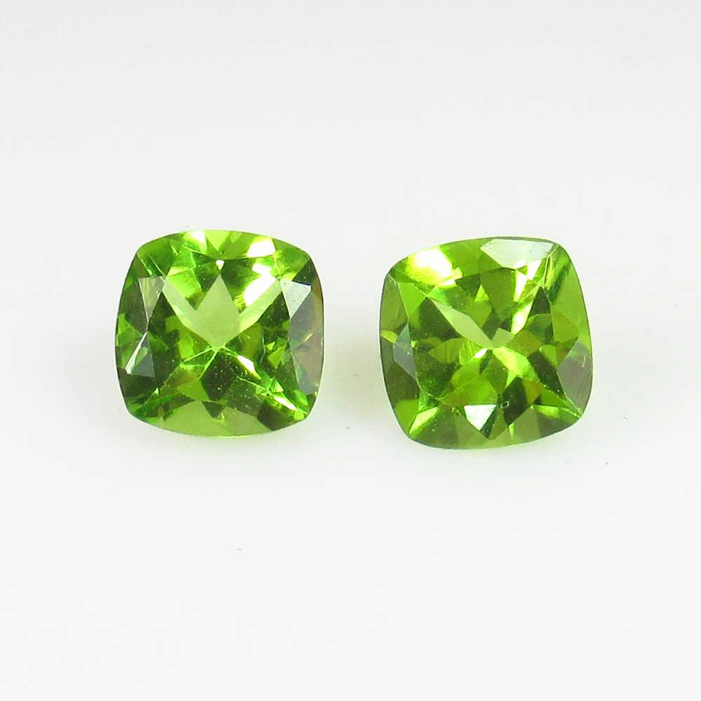 3.16 Ct Natural Pakistan Peridot Cushion Pair (1 of 2)