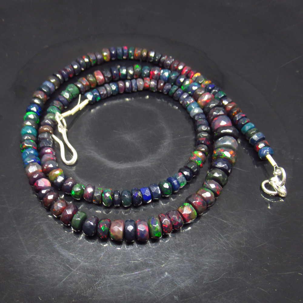 51.43 Ct 925 Silver 155 Faceted Black Fire Opal Beads (1 of 3)