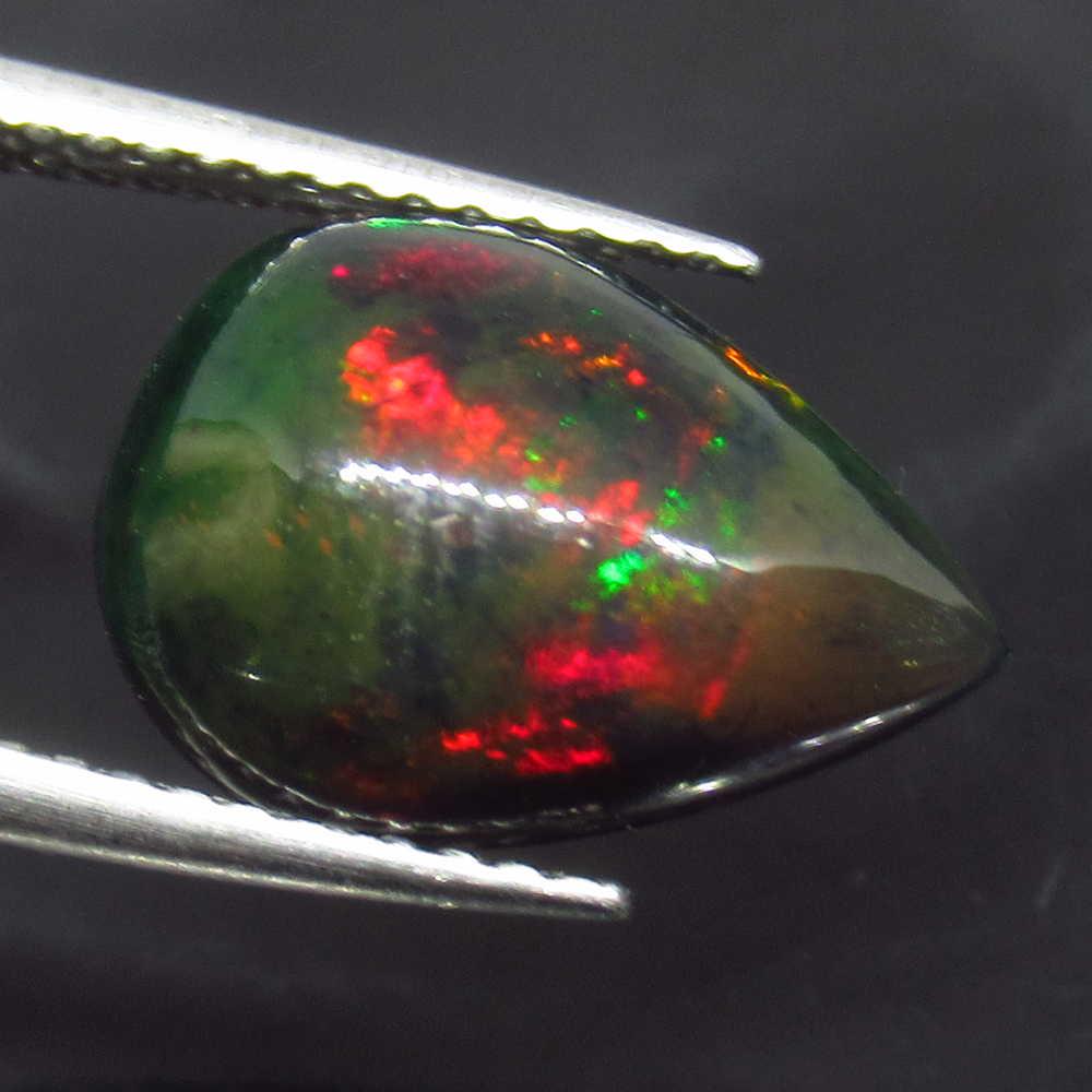 2.20 Ct Geuine Ethiopian Fire Black Opal Pear Cab (1 of 2)