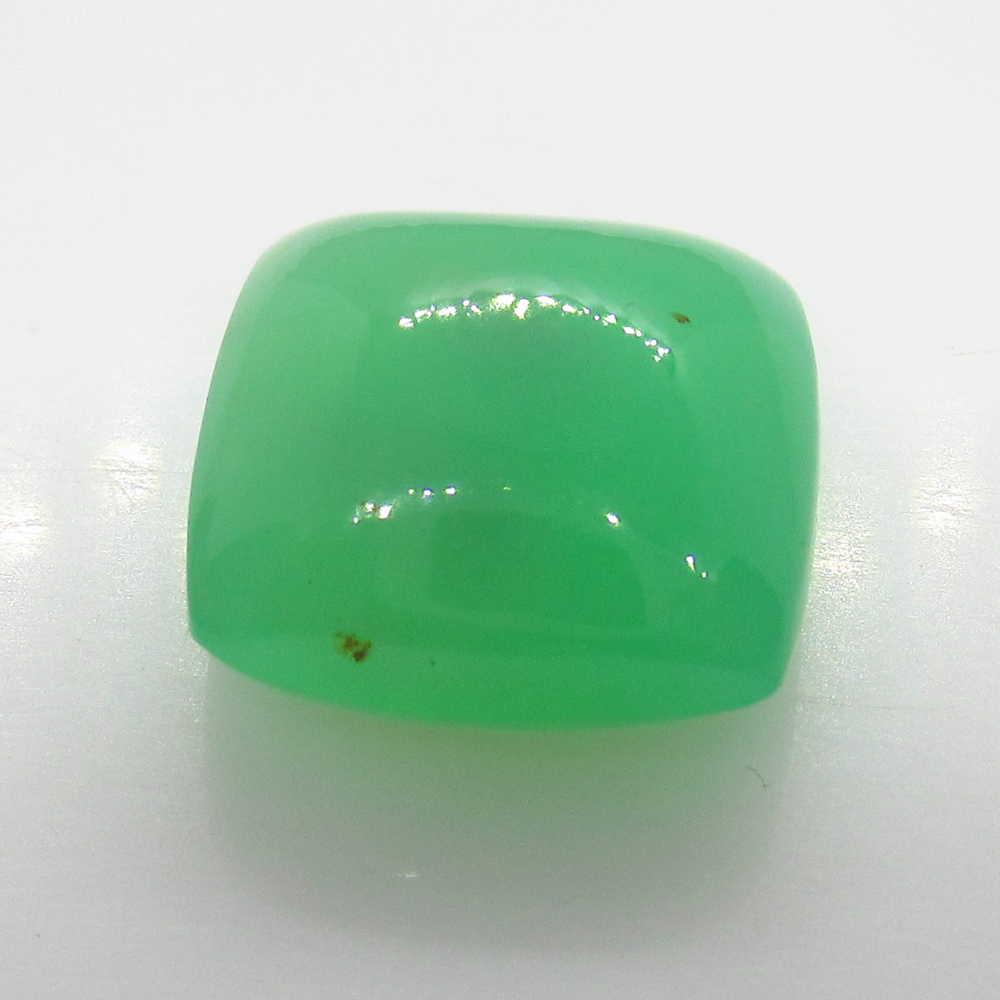 9.72 Ct Natural Green Chrysophrase Cushion Cab: No Reserve! Title: 9.72 Ct Natural Green Chrysophrase Cushion Cab Stone Clarity: Opaque Gemstones: Natural Chrysophrase Carat Weights: 9.72 Size/Dimensions: 13.00 x 13.00 x 7.00 mm Additional Informat