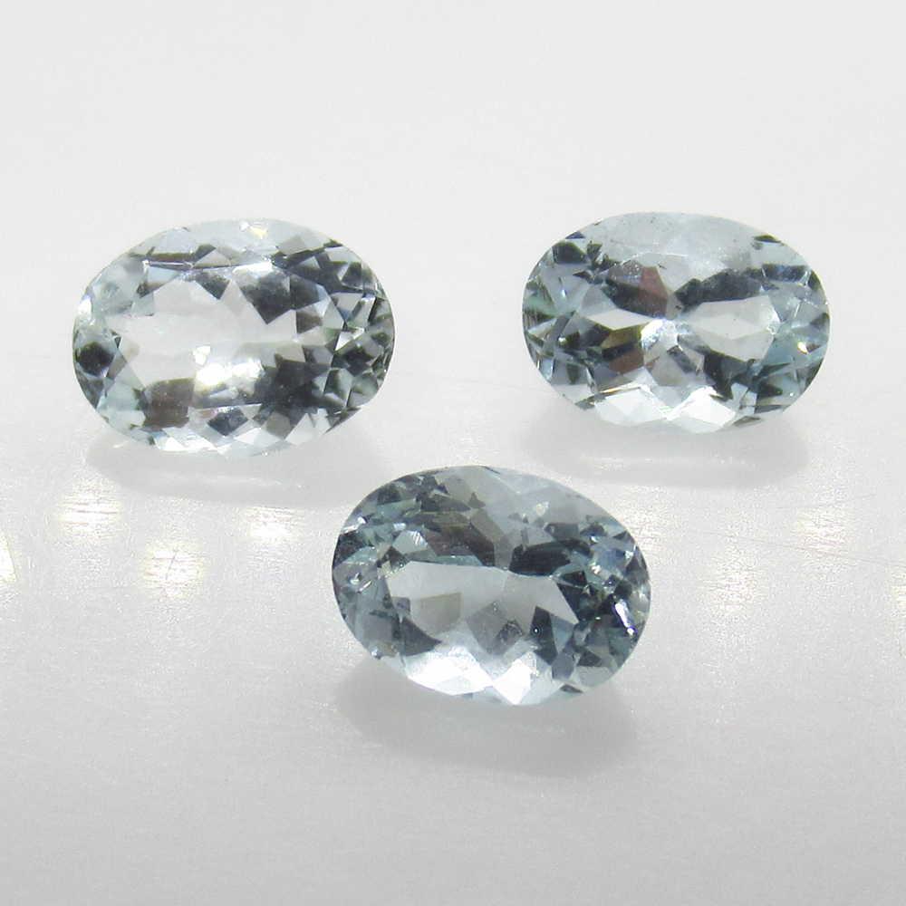 2.81 Ct Natural 3 Aquamarine Oval Set (1 of 2)