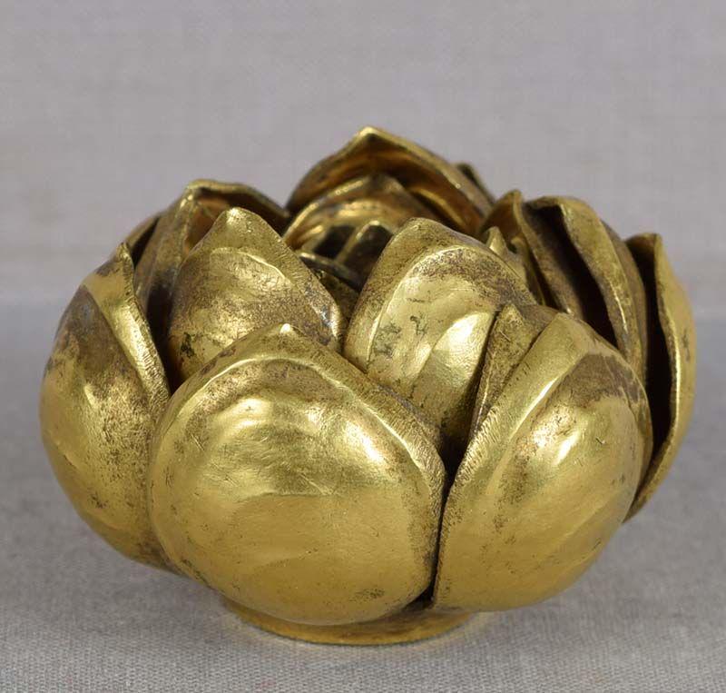 18c Tibetan gilded bronze LOTUS FLOWER (1 of 5)