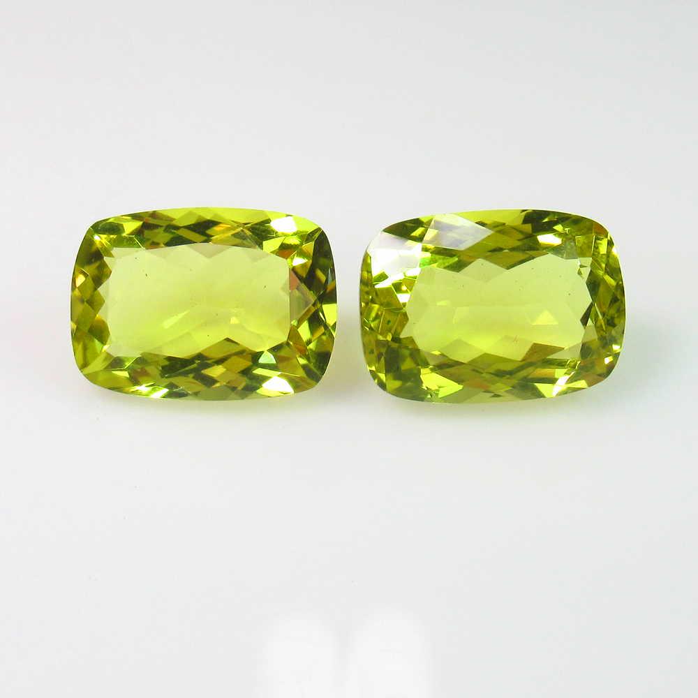 13.47 Ct Natural Lemon Quartz Cushion Pair: Title: 13.47 Ct Natural Lemon Quartz Cushion Pair Stone Clarity: Transparent Gemstones: Natuarl Lemon Quartz Carat Weights: 13.47 Size/Dimensions: 14.10 x 10.10 x 7.00 mm / 2 PC's Additional Informati