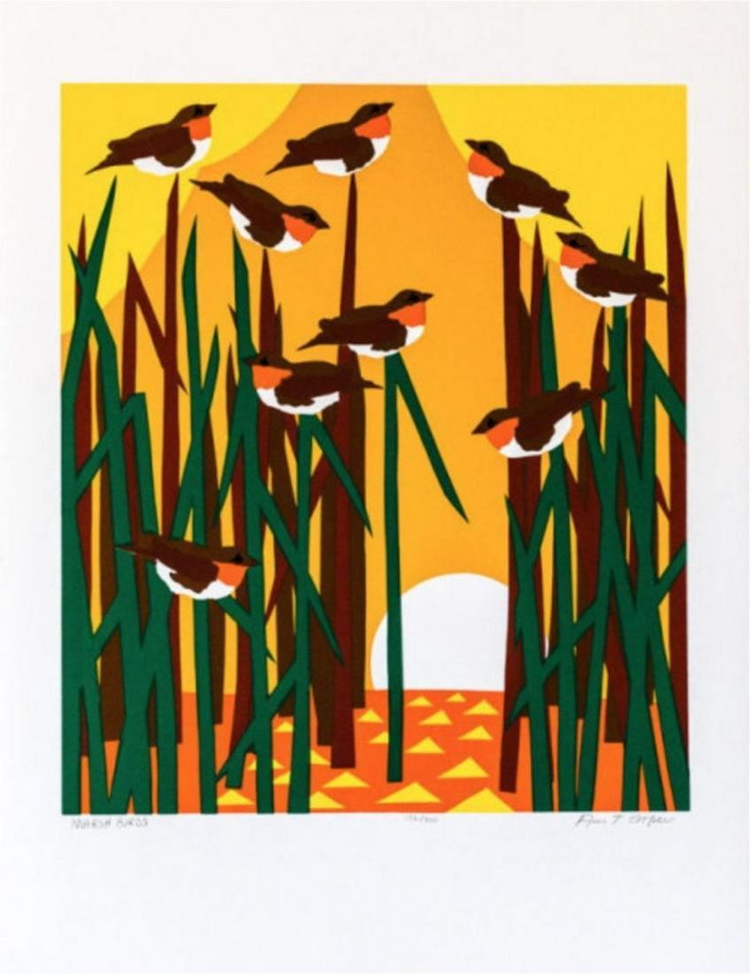 Ann T Cooper Marsh Birds: ARTIST: ANN T COOPER TITLE: Marsh Birds MEDIUM: Screenprint SIGNATURE: Hand Signed YEAR: 1980 EDITION:of 250 DIMENSIONS: 30” x 22” Reserve: $75.00 Shipping: Domestic: Flat-rate of $35.00 t