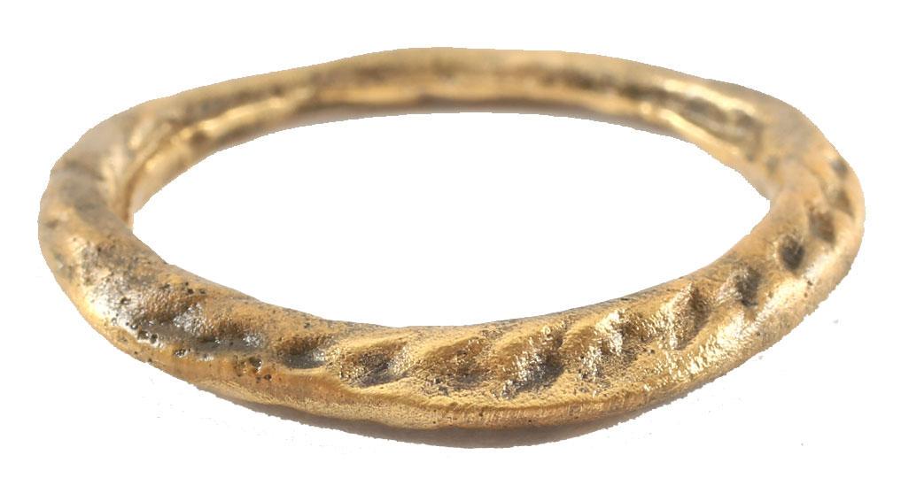 VIKING TWISTED RING C.866-1067 A.D. JEWELRY SIZE 9 3/4: Cambridgeshire, England, where the Vikings first invaded and conquered the Anglo Saxon natives. Size 9 ¾ with bold rope twist motif to the outside 2/3 its circumference. The spiral or helix was