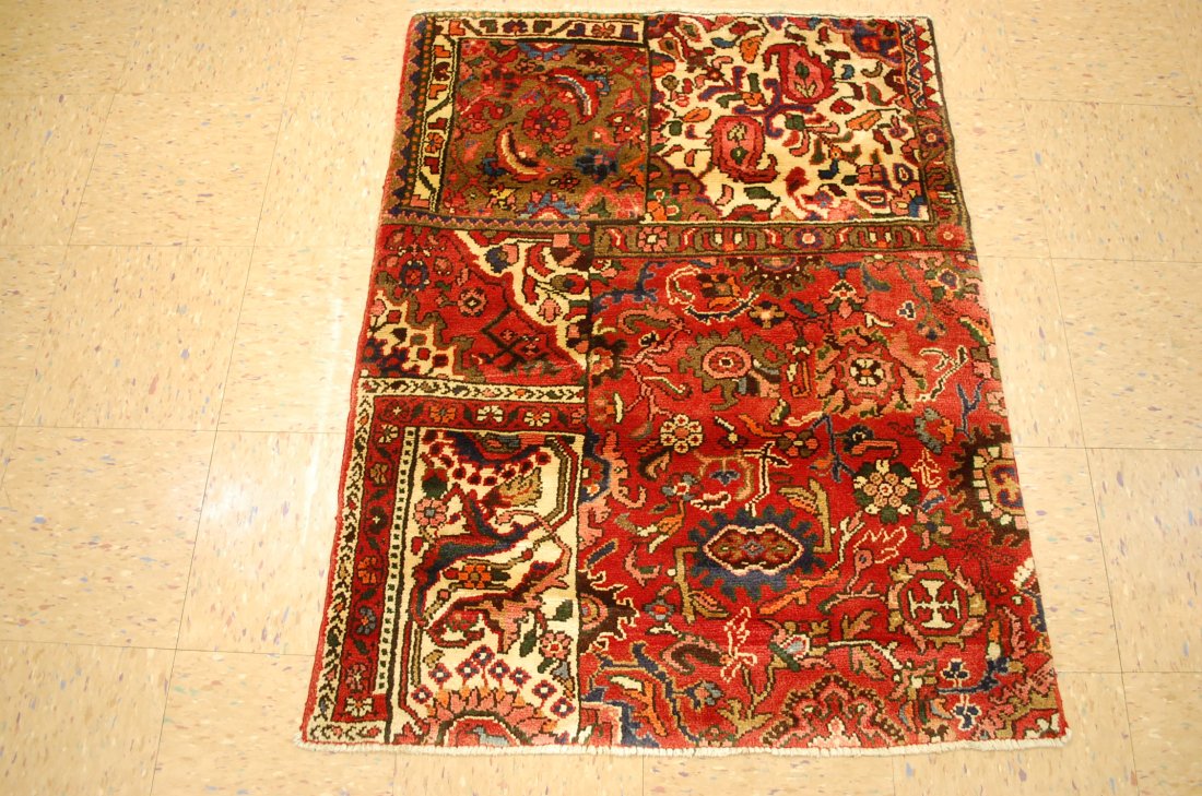 CIRCA 1950s ANTIQUE RARE SIZE MALAYEER SAMPLER RUG 3: Title: CIRCA 1950s ANTIQUE RARE SIZE MALAYEER SAMPLER RUG 3' x 3' 10" NOT A FRAGMENT Year: 1950 Origin: malarer-persian Material: WOOL WOVEN ON COTTON Size: 3' x 3' 10" Circa 1950's ANTIQUE ONE OF A K