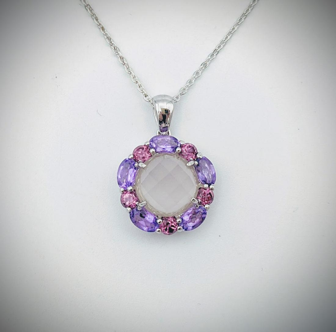 Necklace w Moonstone, Pink & Purple Amethyst Pendant (1 of 3)