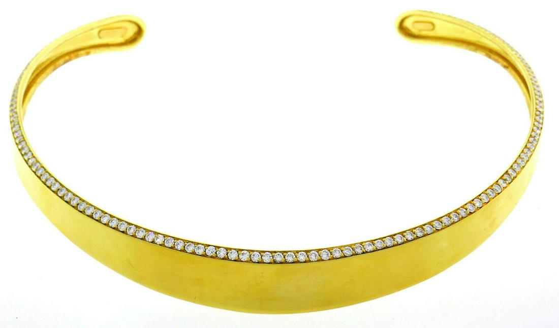 Robert Lee Morris Choker NECKLACE Daimond & Yellow Gold: VK TTOO ROBERT LEE MORRIS Diamond & 18k Yellow Gold Choker Necklace Simple, elegant and classy choker necklace created by Robert Lee Morris in Italy. Chic and wearable, the necklace is a great additio