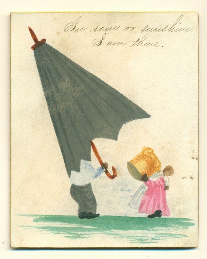 c 1900 ORIGINAL FOLK ART VALENTINE WATERCOLOR,: c 1900 ORIGINAL FOLK ART VALENTINE WATERCOLOR, SUNBONNET SUE COUPLE w UMBRELLA c 1900 ORIGINAL FOLK ART VALENTINE WATERCOLOR, SUNBONNET SUE COUPLE w UMBRELLA Description Circa 1900 Vintage Hand Painte