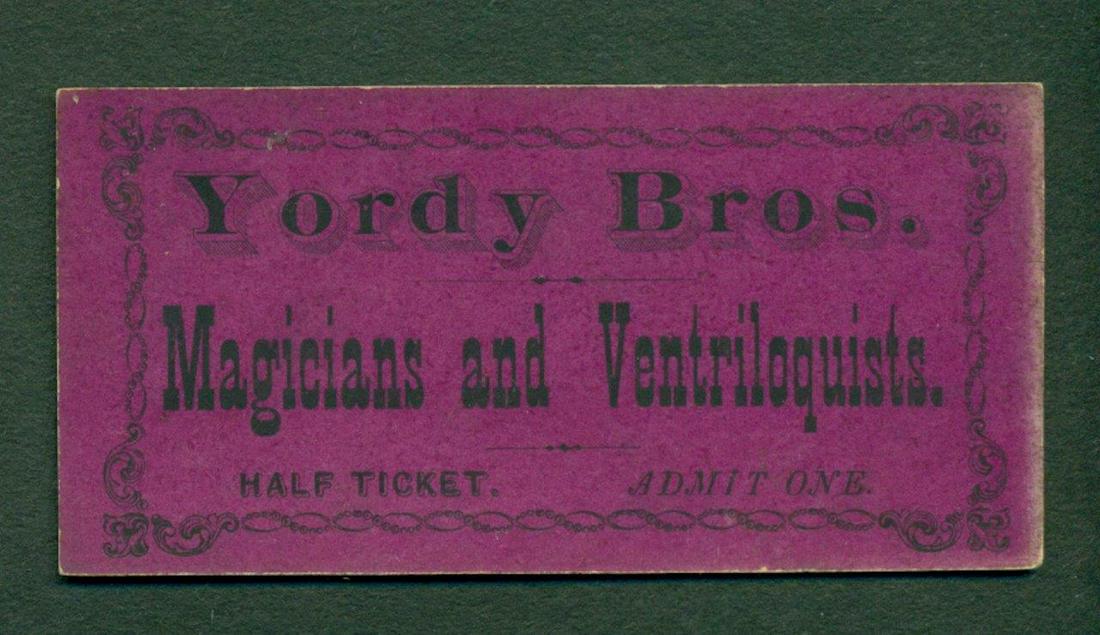 VINTAGE CIRCUS VAUDEVILLE TICKET YORDY BROTHERS (1 of 2)