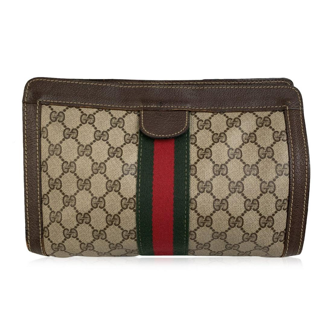 Gucci Vintage Tan Monogram Canvas Cosmetic Bag Clutch (1 of 6)