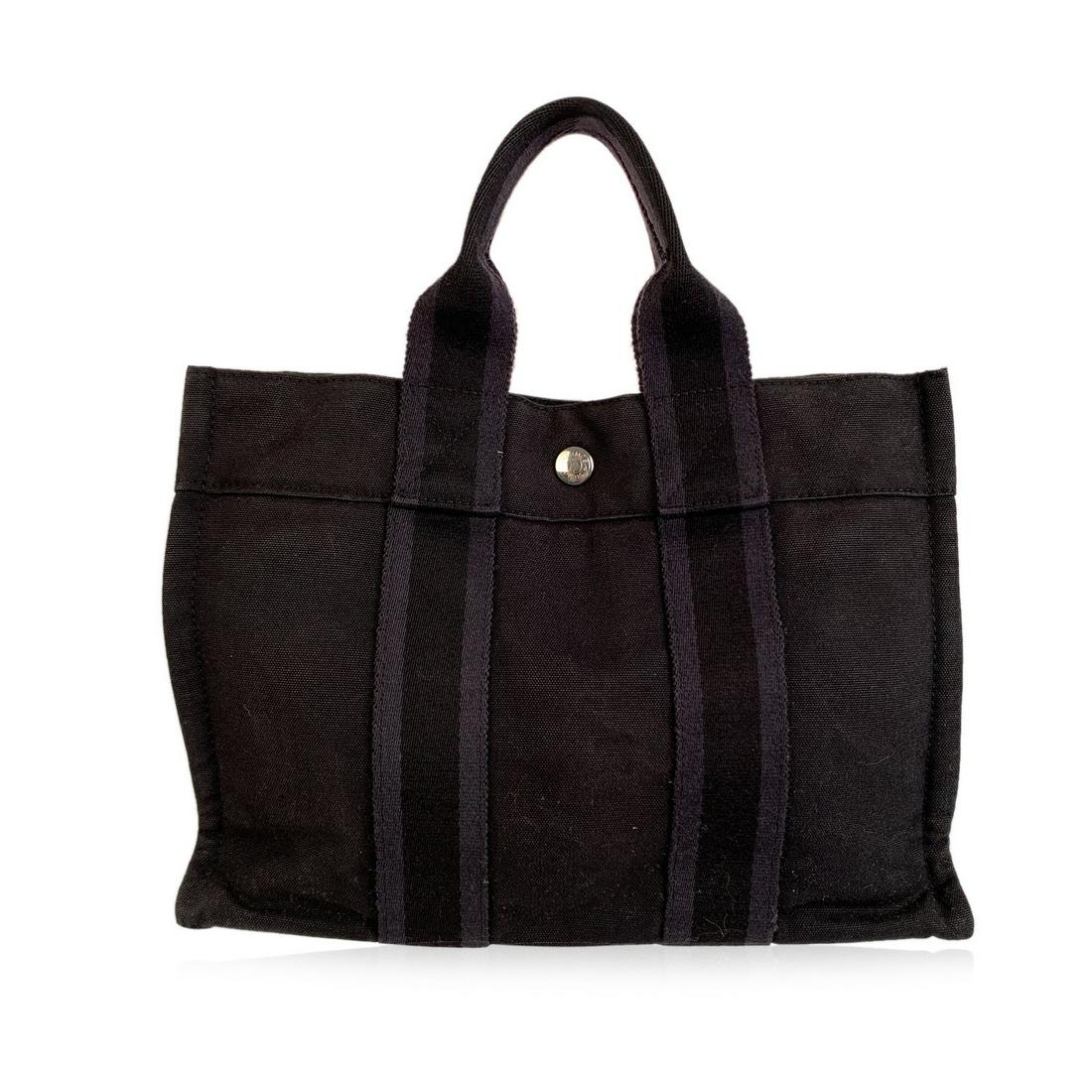 Hermes Paris Vintage Black Cotton Canvas Fourre Tout PM (1 of 10)