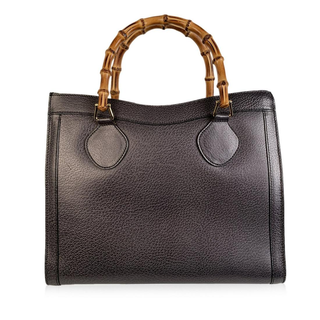 Gucci Vintage Gray Leather Princess Diana Bamboo Tote (1 of 9)