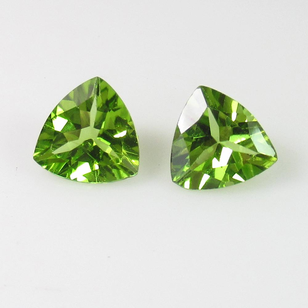2.24 Ct Natural Pakistan Peridot Trillion Pair (1 of 2)
