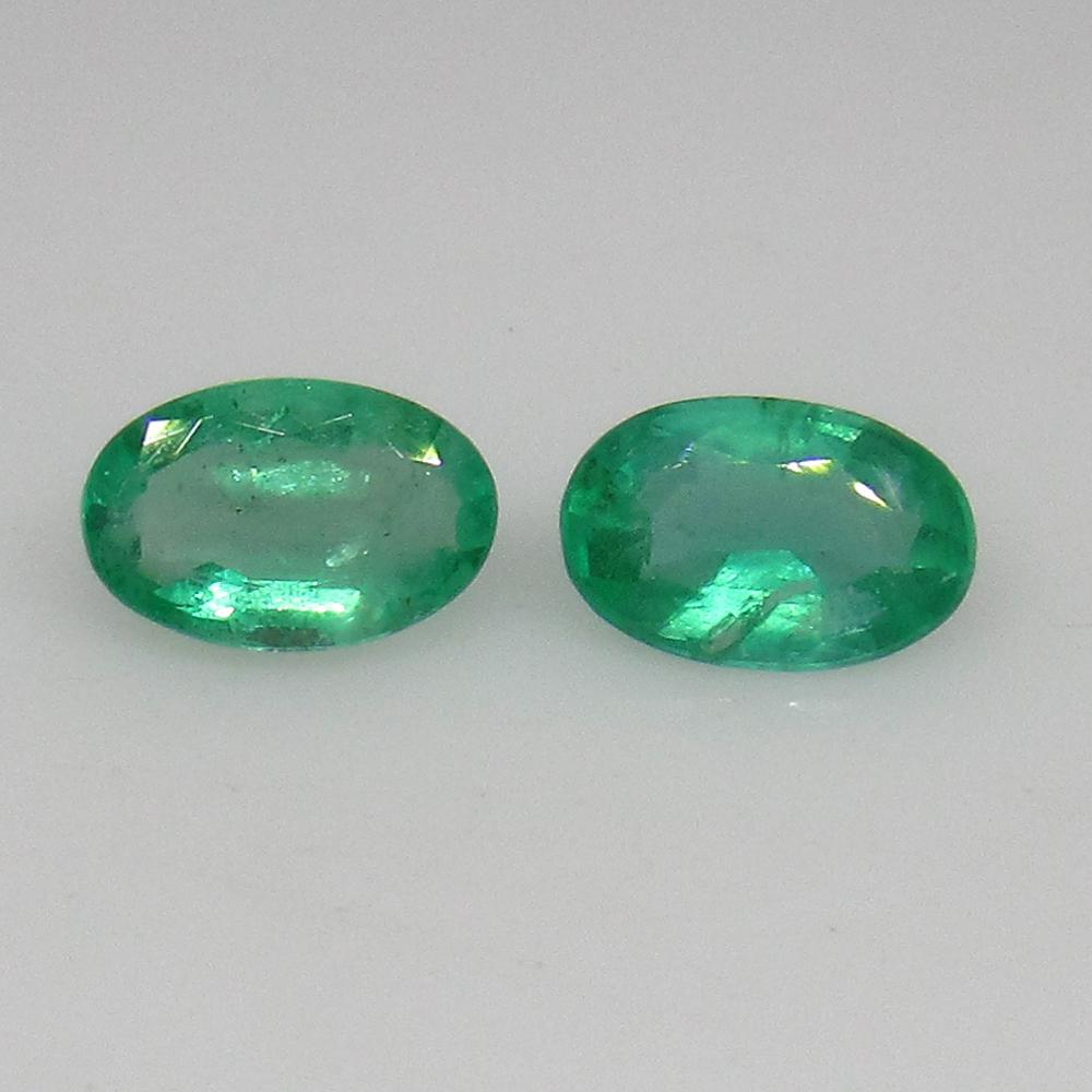 0.67 Ct Natural Zambian Emerald Oval Pair (1 of 2)