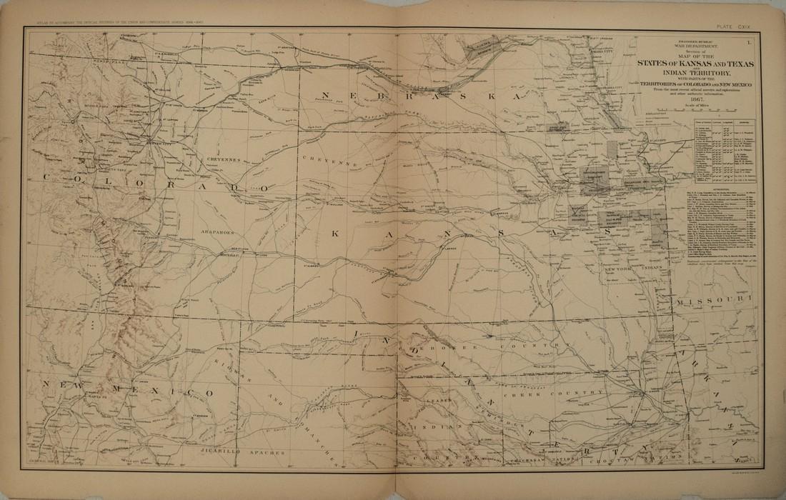 1892 Cowles Post Civil War Map of Kansas, Colorado, (1 of 1)