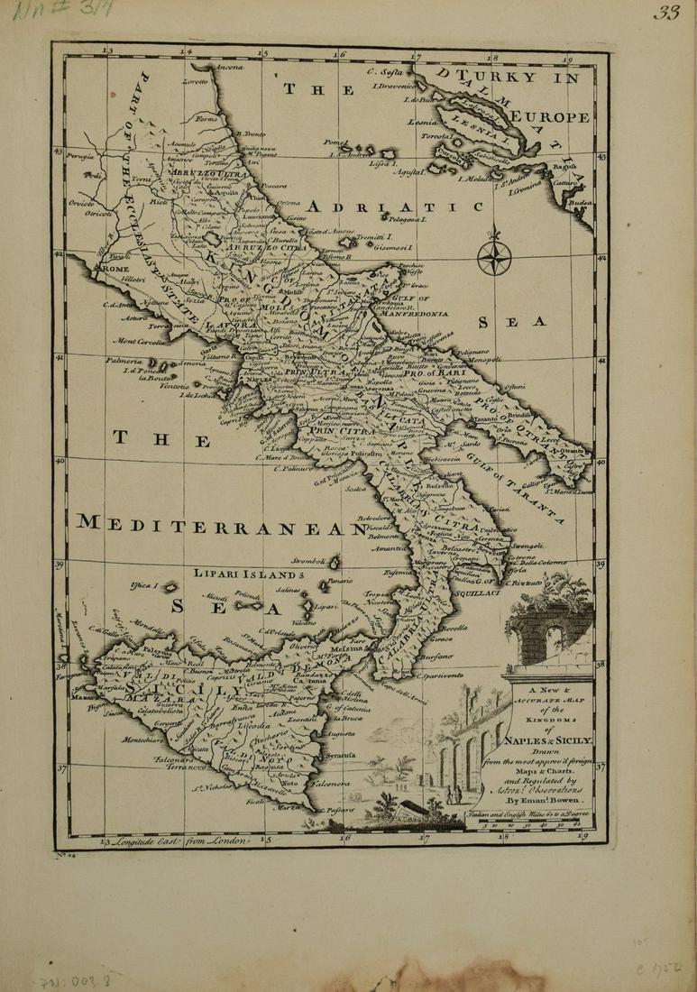 1747 Bowen Map of Kingdoms of Naples and Sicily -- A (1 of 1)