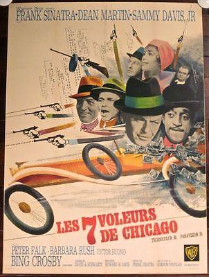 Robin & The 7 Hoods - The Rat Pack (1964) 45.75" x 63": ROBIN & THE 7 HOODS - ORIGINAL LB 1964 FRENCH POSTER - COOL SINATRA & RAT PACK!! Original 1964 French Linenbacked Movie Advertising poster (45 3/4" x 63") Great Rare Ferracci artwork! Line