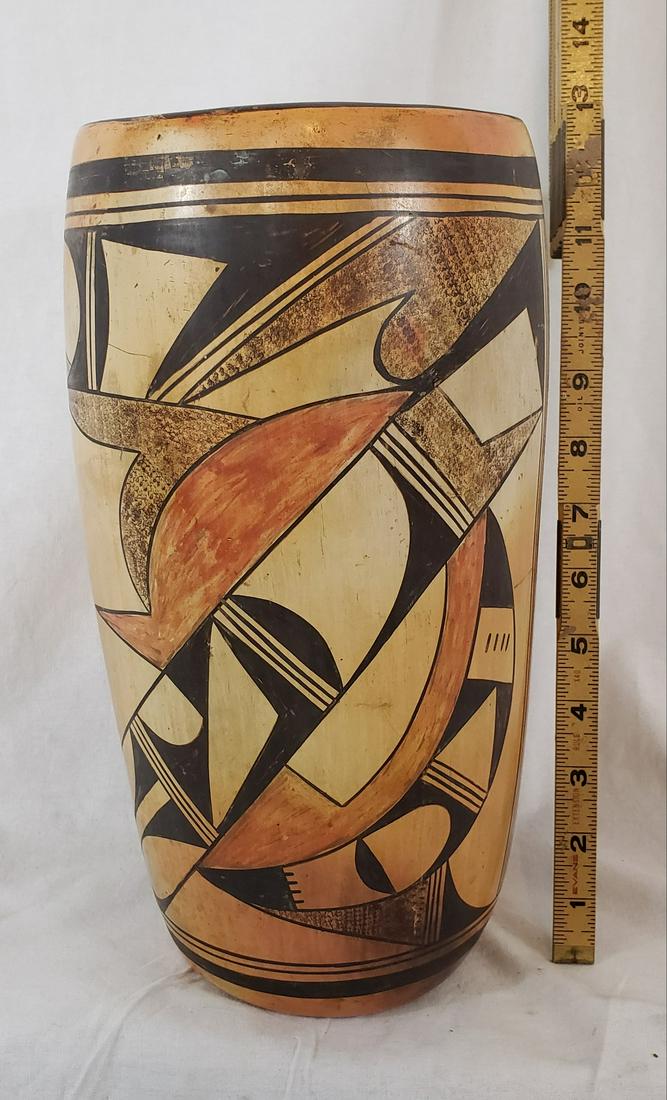 Large Hopi Pueblo vase ca 1925-1935: Title: Large Hopi Pueblo vase ca 1925-1935 Dimension: 12 1/4" tall x 6 1/2" diameter Provenance:An exceptionally large example of Hopi ceramics from the early second quarter of the 20th century. Excel