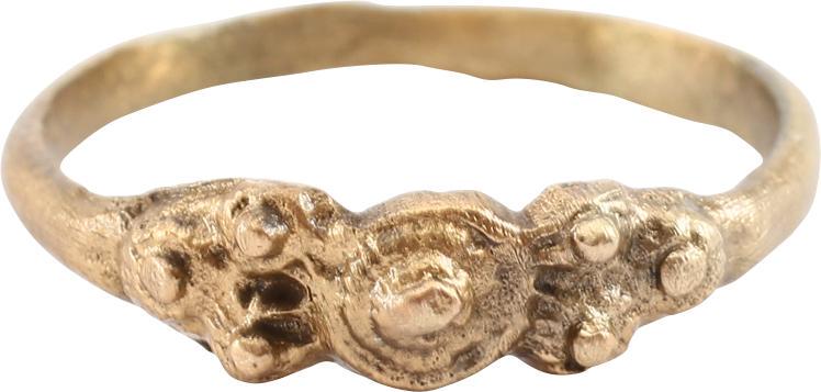 EUROPEAN BETROTHAL RING 9th-12th CENTURY JEWELRY SZ 8: During the Middle Ages, the act of committing to marriage took place as a formal ceremony with vows, considered sacred and unbreakable, exchanged. A ring was given by the man to the woman to bind the 