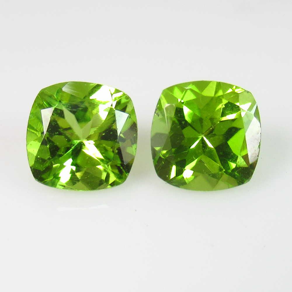 3.01 Ctw Natural Pakistan Peridot 7X7 mm Cushion Pair: Title: 3.01 Ctw Natural Pakistan Peridot 7X7 mm Cushion Pair Stone Clarity: VVS Gemstones: Peridot Carat Weights: 3.01 Size/Dimensions: 7.10 x 7.10 x 4.50 mm / 2 PC's Additional Information: Top Class