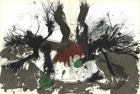 Paul Rebeyrolle: Green, Red and Black: Green, Red and Black by Paul Rebeyrolle, 1969 Unsigned Lithograph. Paper size is 15 x 22 inches, with an image size of 15 x 22 inches. The Lithograph is from an unknown edition size. and is not framed