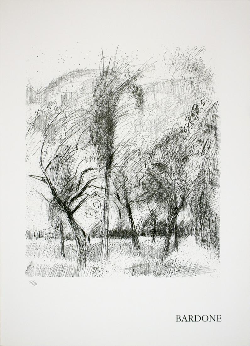 Guy Bardone: Le vent: Le vent by Guy Bardone, 1970 Unsigned Lithograph. Paper size is 19.5 x 14.25 inches, with an image size of 19.5 x 14.25 inches. The Lithograph is from an edition size of 190 and is not framed. The con