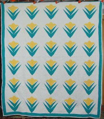 PAIR of 30's Deco Floral Hand Stitched Antique Quilts (1 of 1)