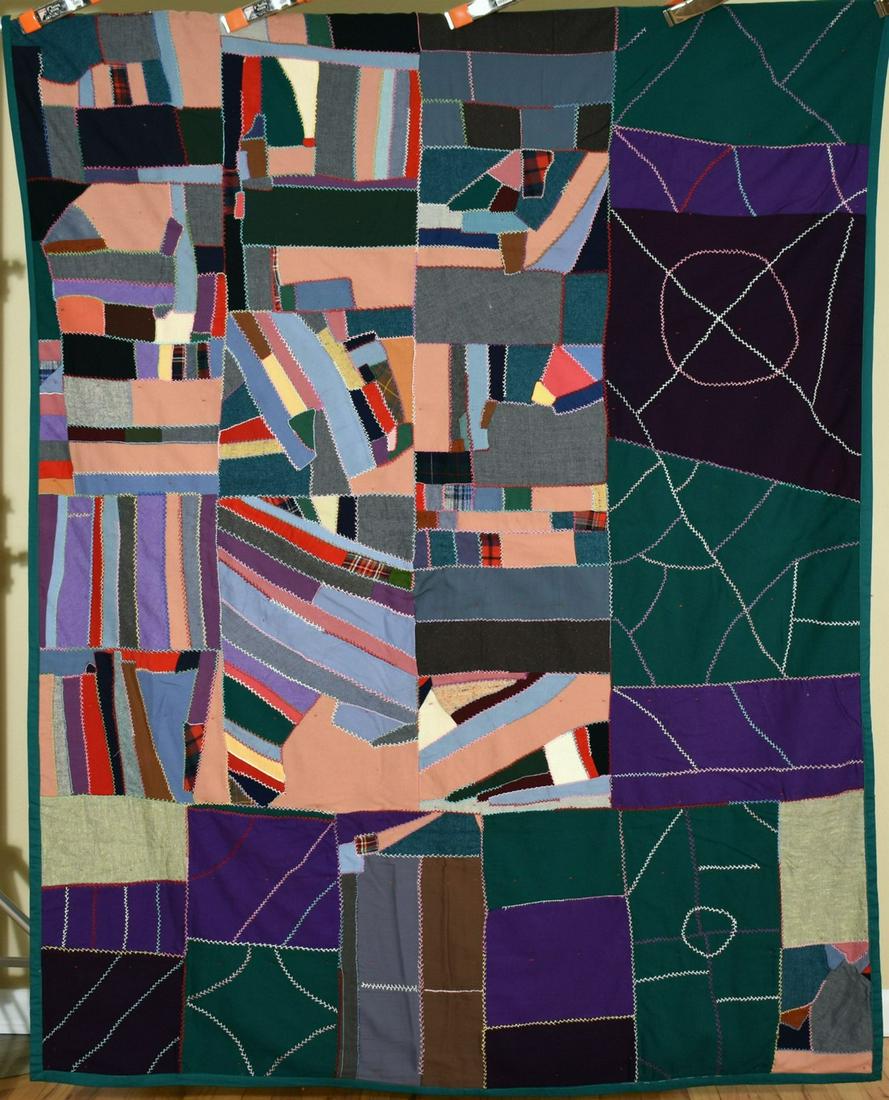 Folky Wool Crazy Quilt c. 1925 (1 of 11)