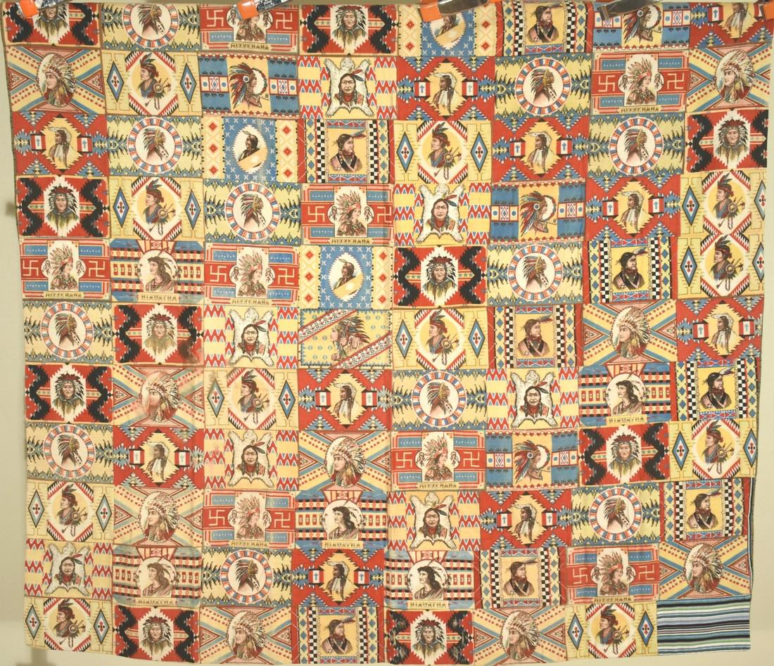 1920's Tobacco Flannel Premium Tied Quilt- Indian Theme (1 of 10)
