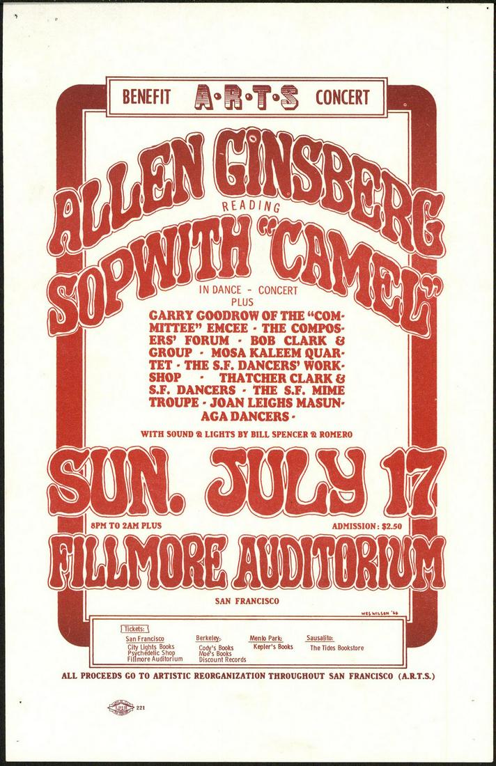 Popular AOR 2.75 Allen Ginsberg ARTS Handbill (1 of 1)