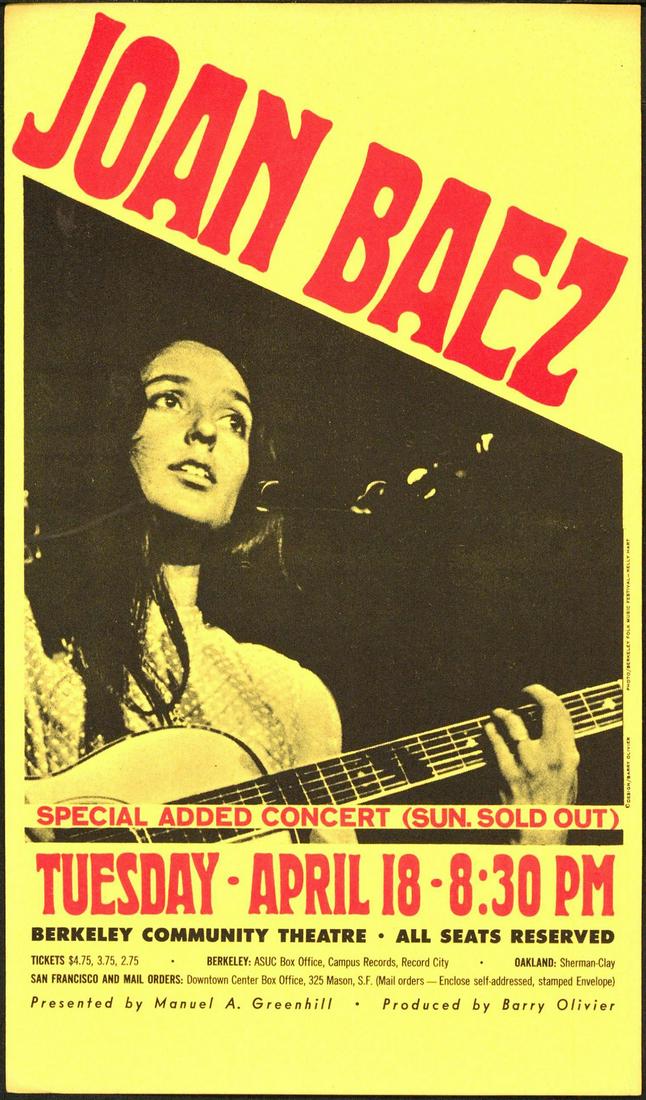 Joan Baez At The Berkeley Community Theatre Handbill (1 of 1)