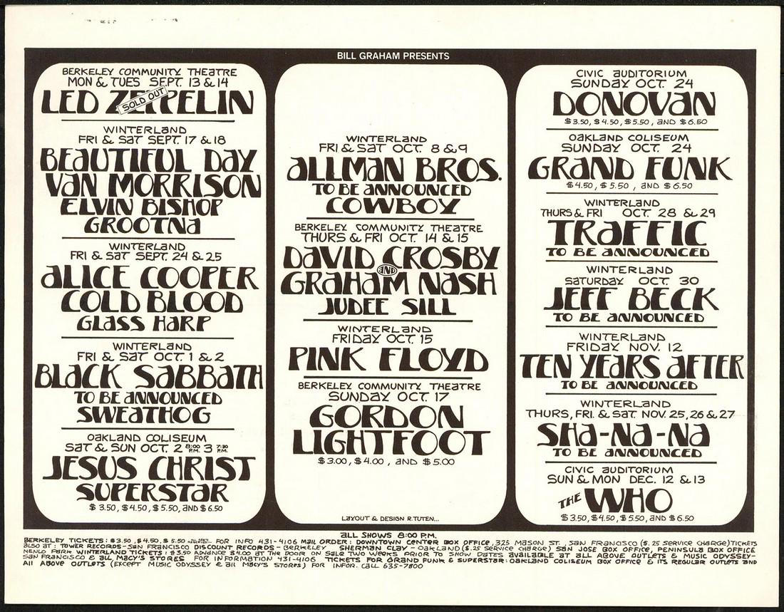 Bill Graham Presents Postcard with Led Zeppelin (1 of 1)